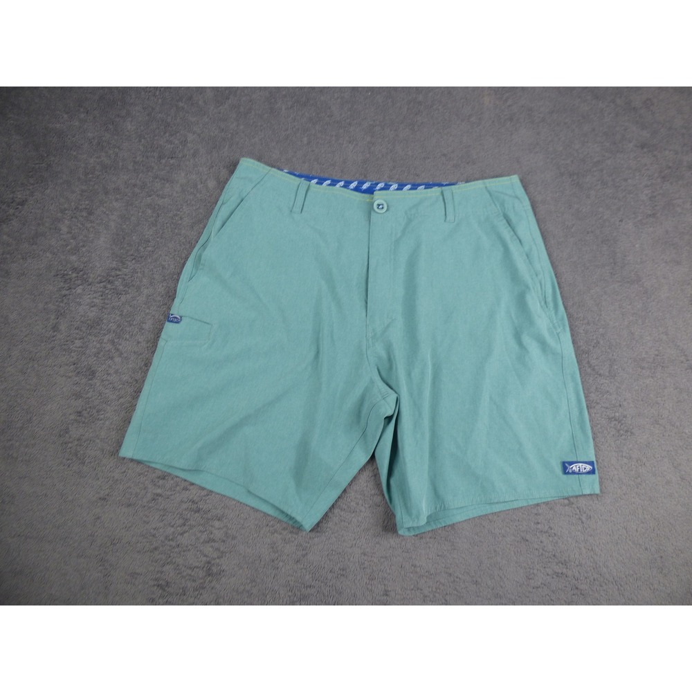 AFTCO Mens AFTECH Fishing Shorts Seafoam Green Heather Size 32 Performance